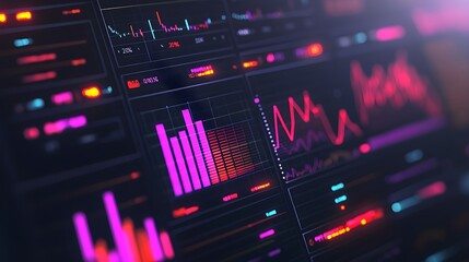 Obraz premium Neon Stock Market Data Display
