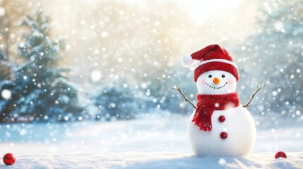 Cheerful Snowman in a Winter Wonderland