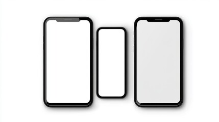 Multi-Size Smartphones on White Background