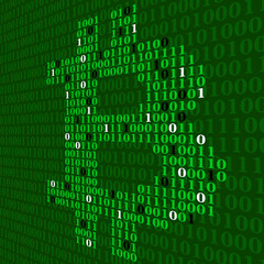Obraz premium Abstract sign bitcoin of binary code, technology logo