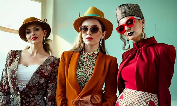 Vintage fashion magazine with models posing in stylish outfits, Video