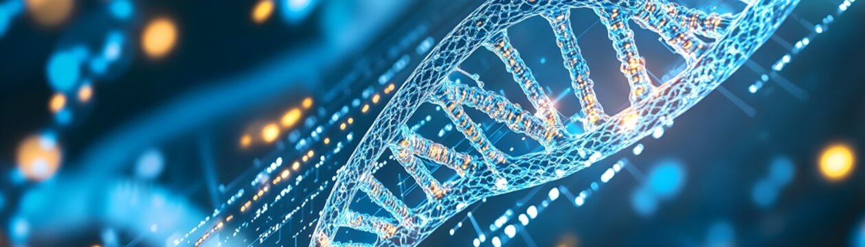 Abstract DNA Double Helix Blue Background