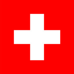 National Flag Switzerland, Swiss Confederation, Swiss cross, square flag with a white cross in the centre and background in red