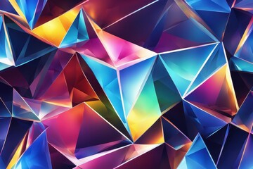 Obraz premium A vibrant abstract design featuring colorful, faceted shapes resembling crystals or gems.