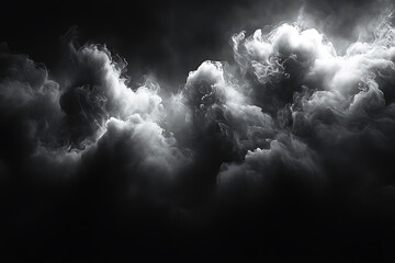 Obraz premium Thick, dark smoke swirling against a black background, creating an ominous and mysterious atmosphere, perfect for dramatic and intense visuals. 