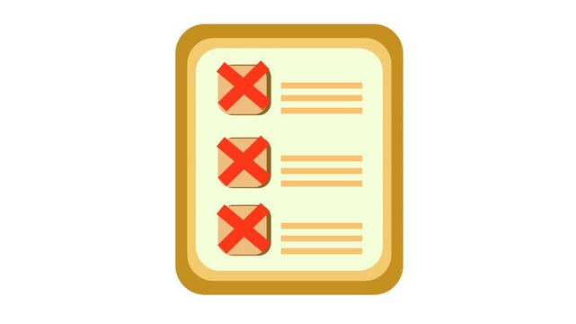 Incomplete checklist cartoon animation in transparent background. Alpha channel. Suitable for business document checkmark content