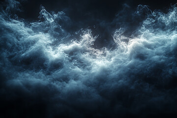 Thick, dark smoke swirling against a black background, creating an ominous and mysterious atmosphere, perfect for dramatic and intense visuals.
