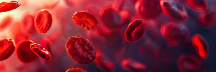 Isolated red blood cells against a medical background, symbolizing health conditions like anemia