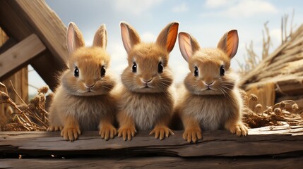 Obraz premium Rabbits on the png background