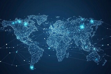 Global network connection. World map point and line composition concept of global business. Vector Illustration.generative ai