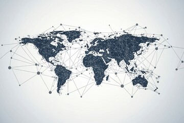 Global network connection. World map point and line composition concept of global business. Vector Illustration.generative ai