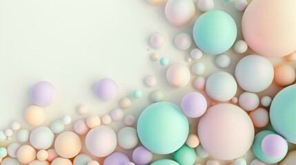 Colorful abstract 3D spheres background in pastel tones for creative designs, modern presentations, and web layouts