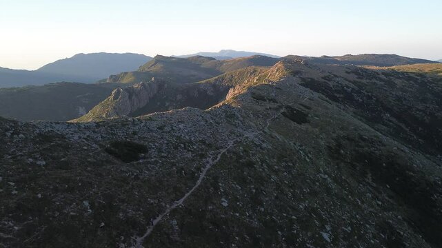 Corsican mountain at sunrise, Station Val d;4'Ese, Corse, France at sunrise, view from drone