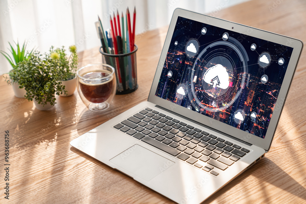 Poster cloud computing software for modish remote work and personal data storage