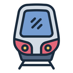 Train icon representing a railway vehicle used for public transit and transportation.