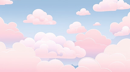 Dreamy Pastel Sky with Fluffy Clouds - Serene Background for Creative Projects