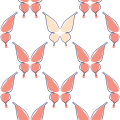 Line art butterfly illustrations Minimalist trendy abstract seamless pattern. Modern vector template for design.