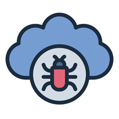 Cloud bug virus icon representing malware and cyber infections in cybercrime.