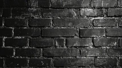 Fototapeta premium Textured black brick wall with shadows highlighting the rough surfaces