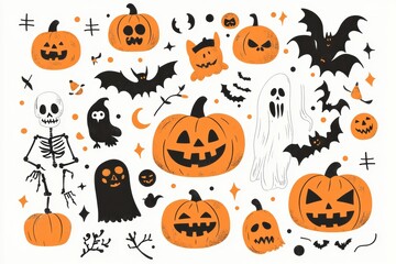 Cute Halloween Cartoon Characters for Inserting Text