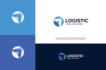 Global logistic logo design with arrow combination