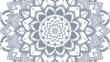 Round mandala on dreamy peach fuzz gradient background. Translucent mesh pattern in the form of a mandala. Mandala with floral patterns. Pastel Yoga template. Gradient background with round mandala