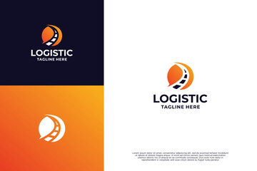 Global logistic logo design with walk and circle concept