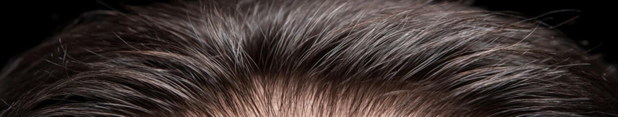 Naklejka premium Close-up of textured hair with natural highlights against a dark background
