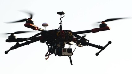 RC drone pilot raising the landing gear up. Multicopter folding landing gear
- Powered by Adobe