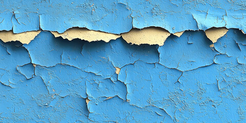 Obraz premium Cracked blue paint on a wall.