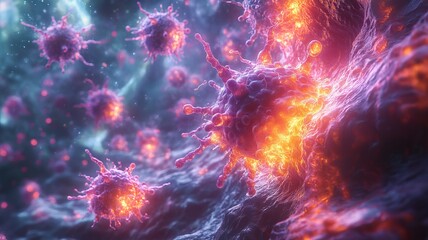 Fototapeta premium A great battle of bacteria and immunity in the stomach. Generative AI