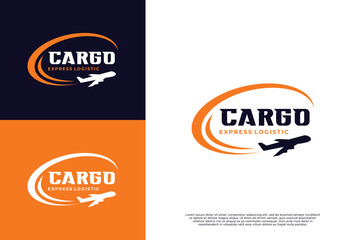 Express logistic logo design with global plane concept
