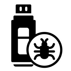 Flash drive virus icon representing malware spreading through portable devices in cybercrime.