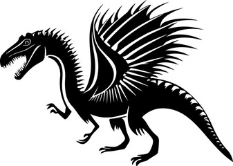 Fototapeta premium Silhouette of a Winged Dinosaur Illustration