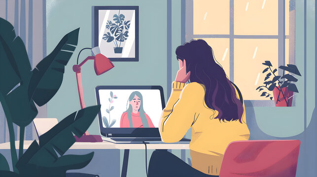 A tired individual sitting in front of a computer screen, managing the challenges of distance.