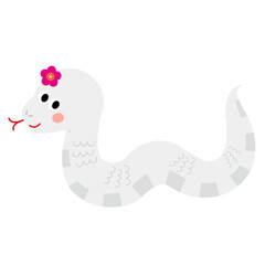 可愛い白ヘビのイラスト