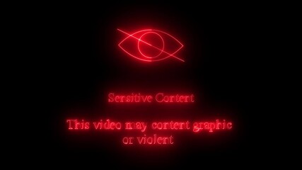 glowing neon Sensitive Content Animation with Blurred Video Background.