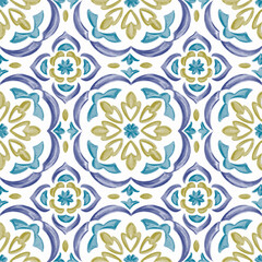 Watercolor medallion pattern Watercolor damask repeat pattern 