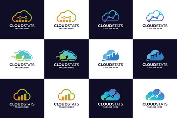 Cloud storage statistic logo design collection