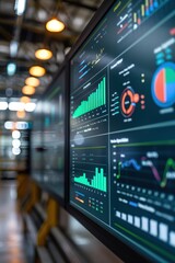 High-Tech Digital Dashboard Displaying Real-Time Energy Use and Savings in Public Building