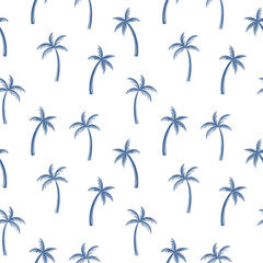 Watercolor Palm Tree repeat pattern, Coastal print, Tropical pattern