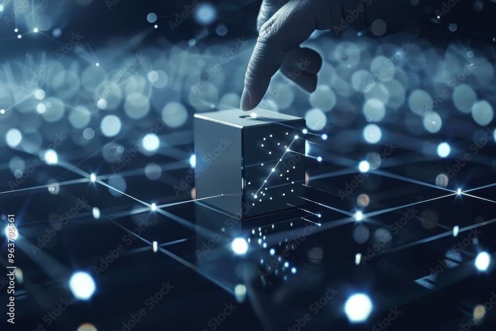 Leinwandbilder a hand placing a vote in a digital ballot box surrounded by glowing data points in a futuristic sett