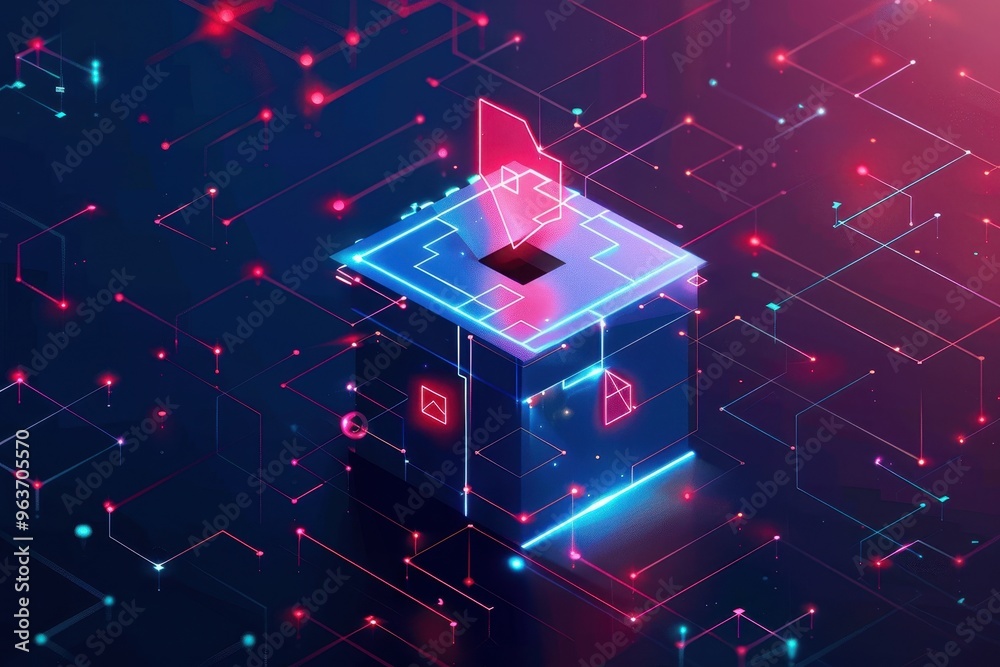 Leinwandbilder a hand placing a vote in a digital ballot box surrounded by glowing data points in a futuristic sett