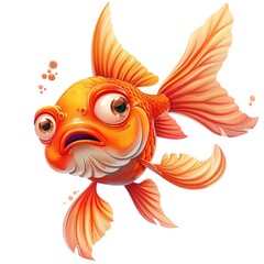 Obraz premium Goldfish Fear emotion fantasy animal cartoon isolated whitebackground