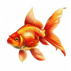 Fototapeta premium Goldfish Metal element animal cartoon isolated whitebackground 16:9