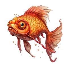 Fototapeta premium Goldfish murderer fantasy animal cartoon isolated whitebackground 16:9
