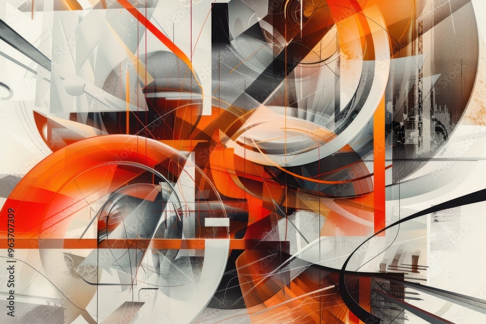 Poster An abstract artwork featuring vibrant colors and intricate forms, showcasing a blend of textures and shapes in a harmonious composition