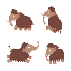 Cute little mammoth vector set