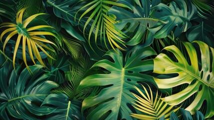 Tropical getaway with palm leaf design.