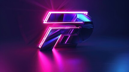 Sleek F emblem with a glowing neon effect and metallic sheen